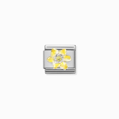 Nomination Silver Yellow Daffodil with Yellow CZ Composable Charm